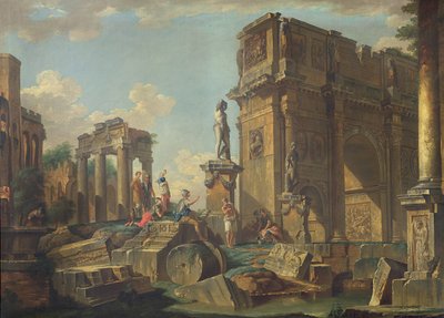 An Architectural Capriccio with the Arch of Constantine by Giovanni Paolo Pannini